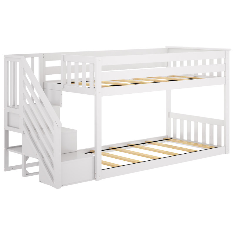 Harriet Bee Kean Twin Over Twin Solid Wood Standard Bunk Bed with